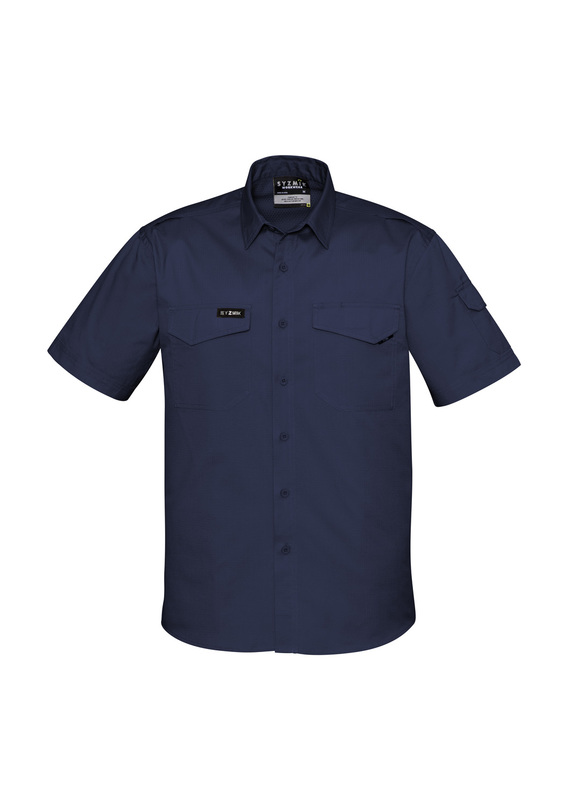 Rugged Cooling Short Sleeve Work Shirt 100% Cotton - Men - Navy