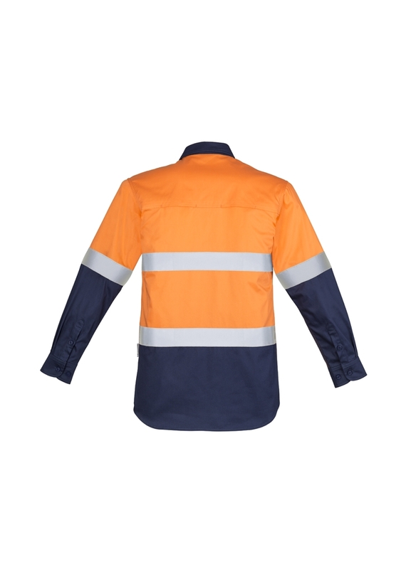 Closed Front Long Sleeve Hi Vis Shirt - Hoop Taped - Men - Back View