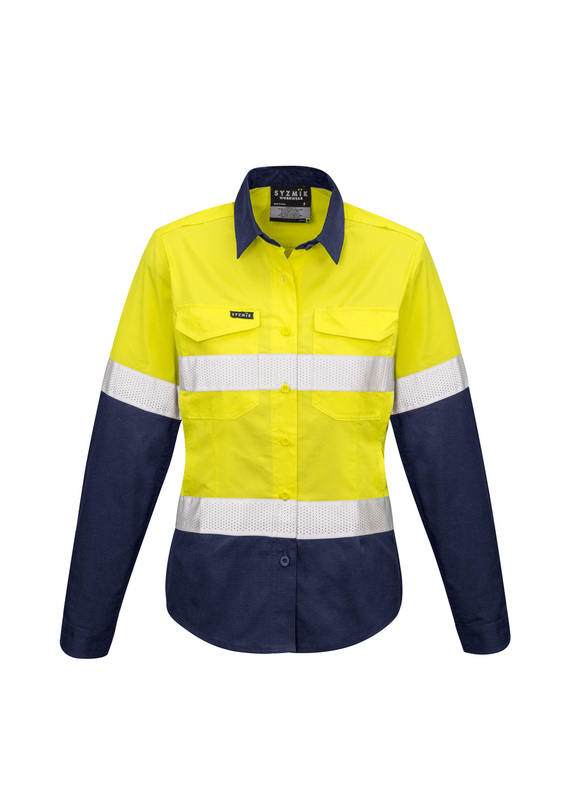 Rugged Cooling Hi Vis Taped Long Sleeve Shirt - Women - Yellow/Navy