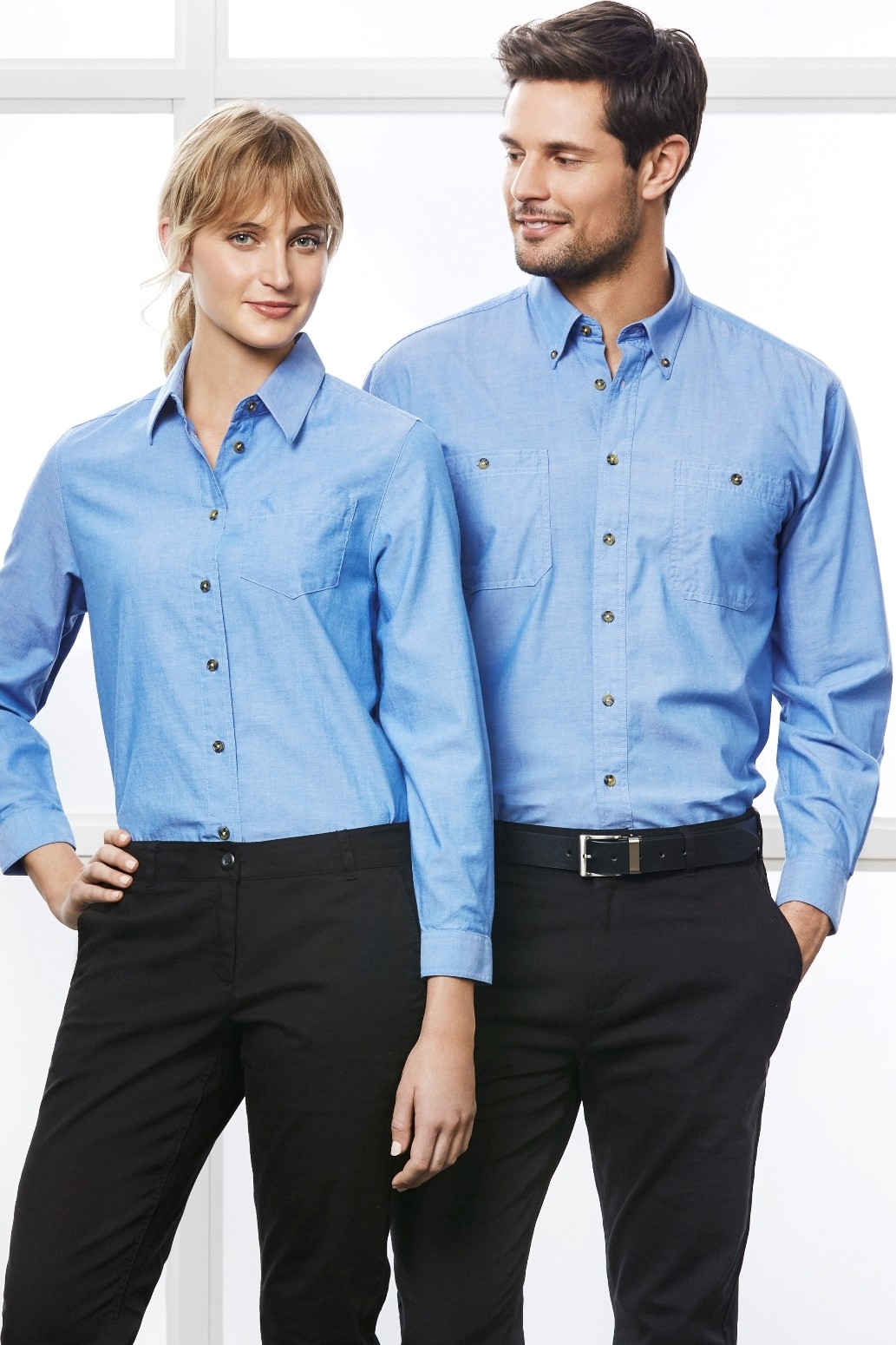 Download Buy Mens Long Sleeve Chambray Shirt in NZ | The Uniform Centre