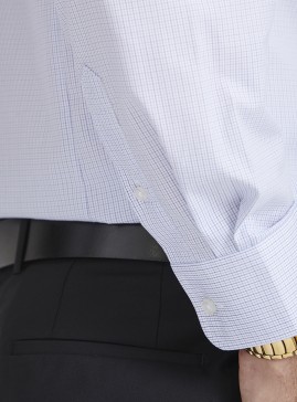 Navy/Blue/White Mini Check Poplin Slim Shirt